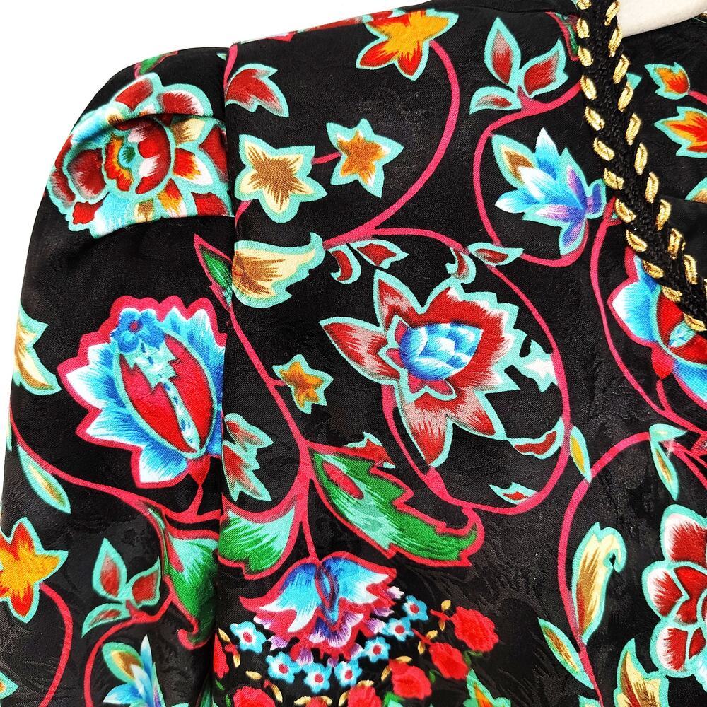 Vintage Maggy London Womens 8 Blazer Jacket Silk Multicolor Floral Bright 80s - Picture 12 of 13